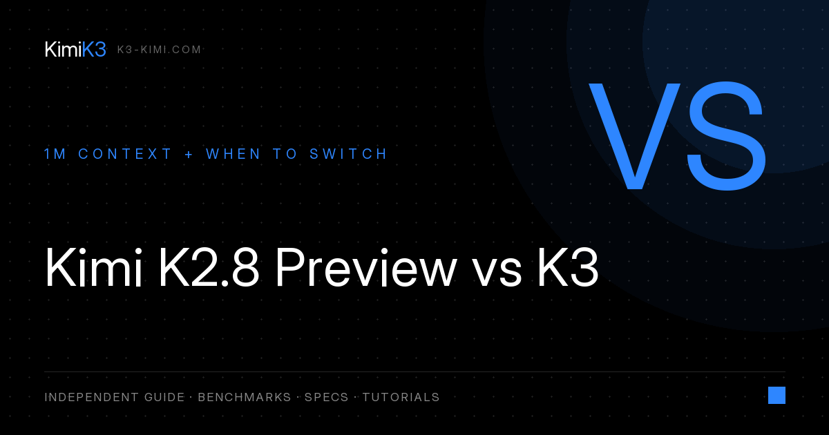 Kimi K2.8 Preview: 1M Context, Plans, Pricing & K2.8 vs K3 vs K2.7